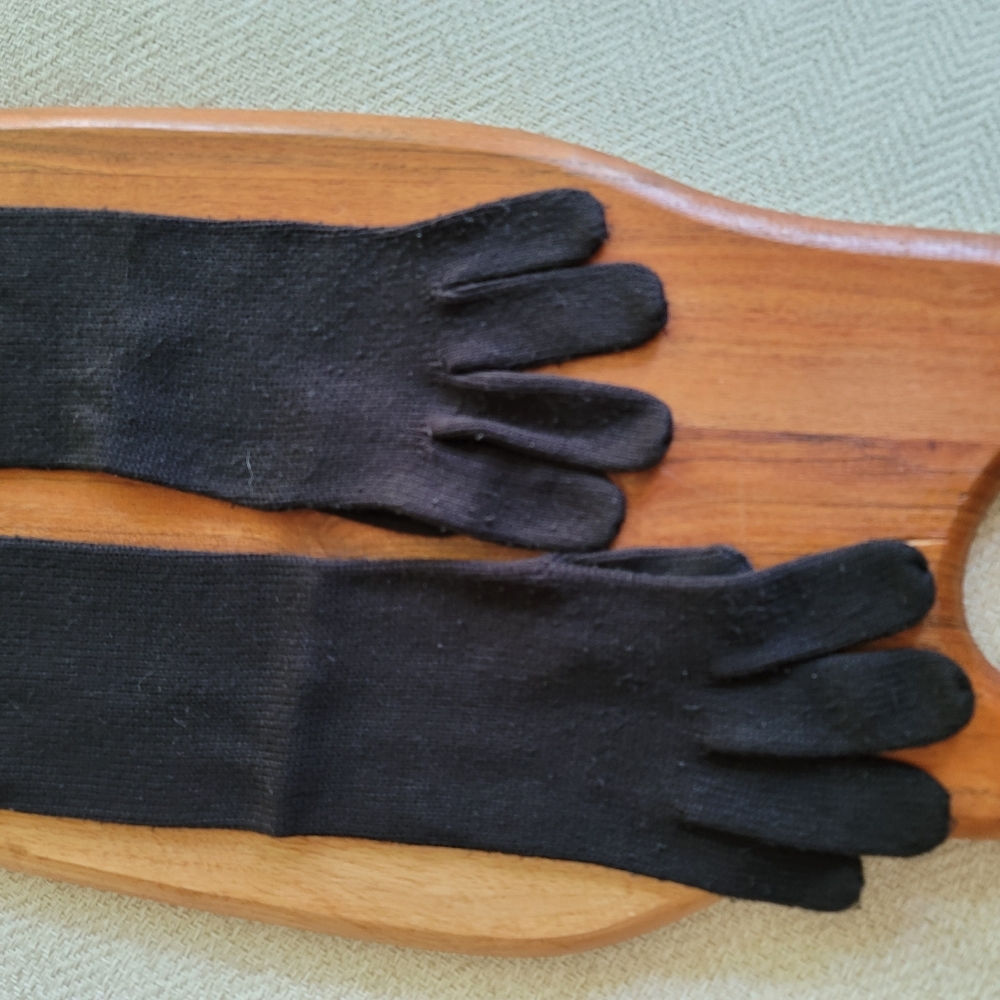Echo elbow length black stretch knit gloves soft one size light duty - Picture 2 of 6